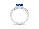 Platinum Heart Cut Blue Sapphire Scattered Round Accent Ring with Prong Setting_33