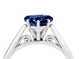 Platinum Heart Cut Blue Sapphire Solitaire Engagement Ring with Cathedral Setting and Four-Prong Mount_16