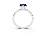 Platinum Heart Cut Blue Sapphire Solitaire Ring with Round  Pavé Band and Four-Prong Setting_27