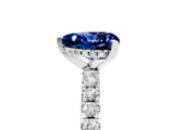 Platinum Heart Cut Blue Sapphire Solitaire Ring with Round  Pavé Band and Four-Prong Setting_29