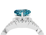 Platinum Heart Cut Blue Topaz  Halo Twist Band Solitaire Prong Setting Ring_16