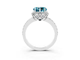 Platinum Heart Cut Blue Topaz Scalloped Halo Engagement Ring with Round Shared Prong Band_63