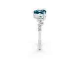 Platinum Heart Cut Blue Topaz Scattered Round Accent Ring with Prong Setting_38