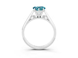Platinum Heart Cut Blue Topaz Solitaire Engagement Ring with Cathedral Setting and Four-Prong Mount_3