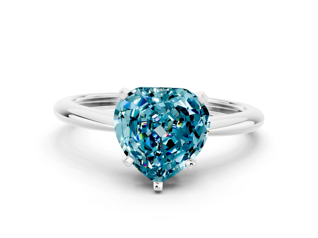 Platinum Heart Cut Blue Topaz Solitaire Engagement Ring with Classic Band and Four-Prong Setting_12