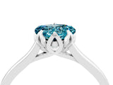 Platinum Heart Cut Blue Topaz Solitaire Ring with Flower Prong Setting and Classic Band_16