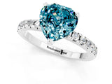 Platinum Heart Cut Blue Topaz Solitaire Ring with Round  Pavé Band and Four-Prong Setting_25