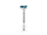 Platinum Heart Cut Blue Topaz Solitaire Ring with Round  Pavé Band and Four-Prong Setting_26