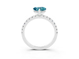 Platinum Heart Cut Blue Topaz Solitaire Ring with Round  Pavé Band and Four-Prong Setting_27