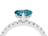 Platinum Heart Cut Blue Topaz Solitaire Ring with Round  Pavé Band and Four-Prong Setting_28