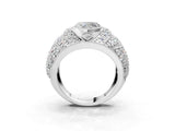 Platinum Heart Cut Brilliant Halo Pave Diamond Milgrain Ring_16