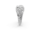 Platinum Heart Cut Brilliant Milgrain Filigree Diamond Ring with Square Prong Setting_15