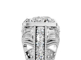 Platinum Heart Cut Brilliant Milgrain Filigree Diamond Ring with Square Prong Setting_18