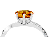 Platinum Heart Cut Citrine Engagement Ring with Side Stone Accents and Four-Prong Setting_16