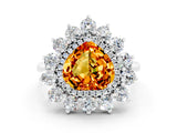 Platinum Heart Cut Citrine Floral Double Halo Engagement Ring with Prong Setting_162