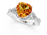 Platinum Heart Cut Citrine  Halo Twist Band Solitaire Prong Setting Ring_13