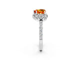 Platinum Heart Cut Citrine Scalloped Halo Engagement Ring with Round Shared Prong Band_86