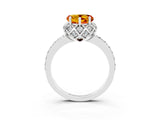 Platinum Heart Cut Citrine Scalloped Halo Engagement Ring with Round Shared Prong Band_87
