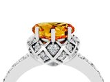 Platinum Heart Cut Citrine Scalloped Halo Engagement Ring with Round Shared Prong Band_88