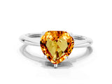 Platinum Heart Cut Citrine Solitaire Engagement Ring with Classic Band and Four-Prong Setting_6