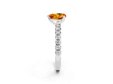 Platinum Heart Cut Citrine Solitaire Pavé Engagement Ring with Round Band and Prong Setting_104