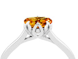 Platinum Heart Cut Citrine Solitaire Ring with Flower Prong Setting and Classic Band_4