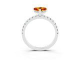 Platinum Heart Cut Citrine Solitaire Ring with Round  Pavé Band and Four-Prong Setting_27