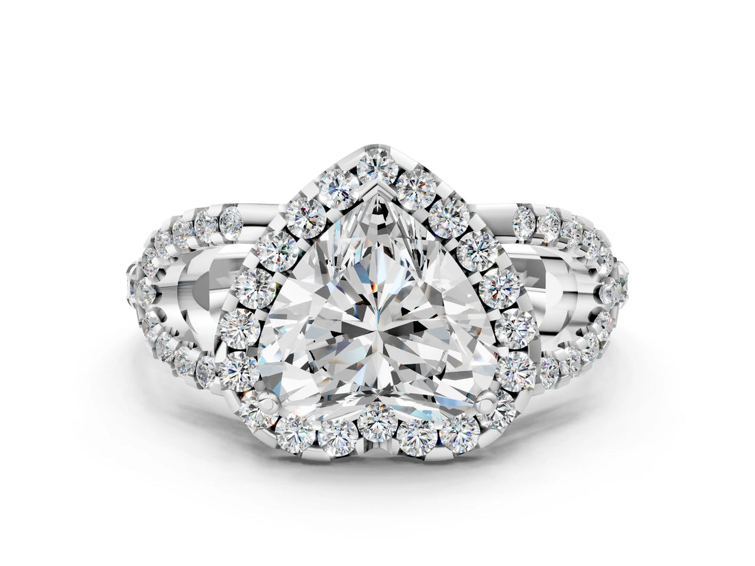 Platinum Heart Cut Cut Diamond Halo Engagement Ring with Open Split Pavé Band_13