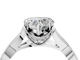 Platinum Heart Cut Cut Diamond Twisted Band with Milgrain Pave Setting and Four-Prong Setting_10