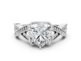 Platinum Heart Cut Cut Diamond Twisted Band with Milgrain Pave Setting and Four-Prong Setting_6
