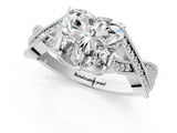Platinum Heart Cut Cut Diamond Twisted Band with Milgrain Pave Setting and Four-Prong Setting_7