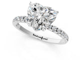 Platinum Heart Cut Diamond Brilliant Solitaire Ring with Pavé Band and Four-Prong Setting_13