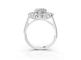 Platinum Heart Cut Diamond Floral Double Halo Engagement Ring with Prong Setting_10