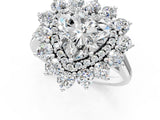 Platinum Heart Cut Diamond Floral Double Halo Engagement Ring with Prong Setting_92