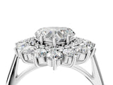 Platinum Heart Cut Diamond Floral Double Halo Engagement Ring with Prong Setting_95