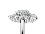 Platinum Heart Cut Diamond Floral Double Halo Engagement Ring with Prong Setting_96