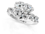 Platinum Heart Cut Diamond Floral Halo Engagement Ring with Shared Prong Setting 1
