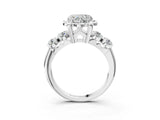 Platinum Heart Cut Diamond Floral Halo Engagement Ring with Shared Prong Setting 3