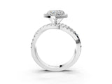 Platinum Heart Cut Diamond Halo Ring with Round Split Shank and Prong Setting_3