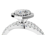 Platinum Heart Cut Diamond Halo Ring with Round Split Shank and Prong Setting_4