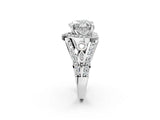 Platinum Heart Cut Diamond Halo Ring with Split Shank and Bezel Accents and Four-Prong Setting_15