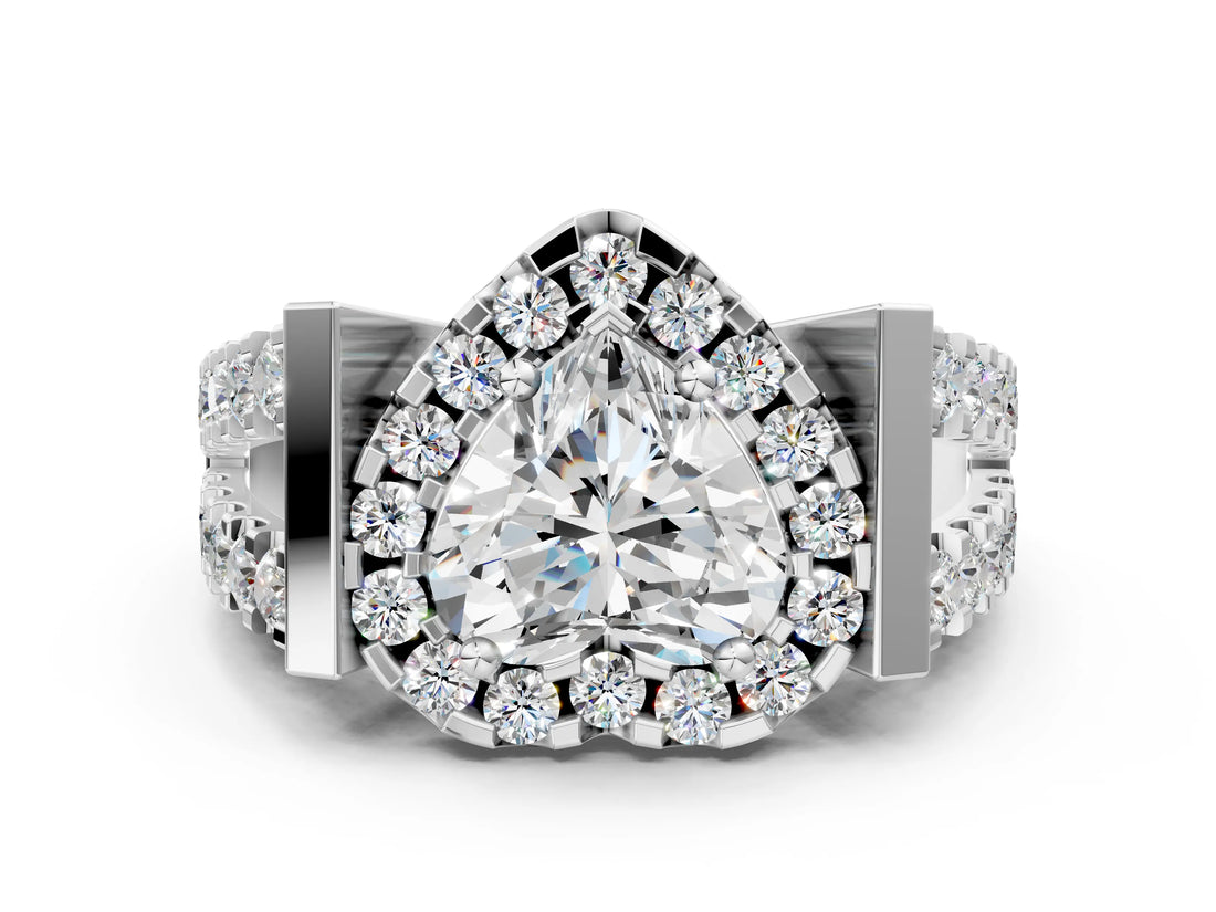 Platinum Heart Cut Diamond Halo Split Shank Prong Set Ring_31