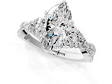 Platinum Heart Cut Diamond  Halo Twist Band Solitaire Prong Setting Ring_13