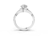 Platinum Heart Cut Diamond  Halo Twist Band Solitaire Prong Setting Ring_15