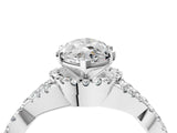 Platinum Heart Cut Diamond  Halo Twist Band Solitaire Prong Setting Ring_16