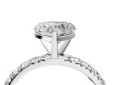 Platinum Heart Cut Diamond Pavé Solitaire Ring with Round Band and Prong Setting_20