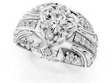 Platinum Heart Cut Diamond Pave Art Deco Split Shank Ring with Four-Prong Setting_14