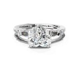 Platinum Heart Cut Diamond Ring with Baguette Side Stones, Channel Set Band, and Four-Prong Setting_13