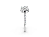 Platinum Heart Cut Diamond Scalloped Halo Engagement Ring with Round Shared Prong Band_14
