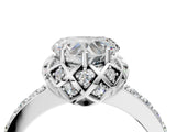 Platinum Heart Cut Diamond Scalloped Halo Engagement Ring with Round Shared Prong Band_16